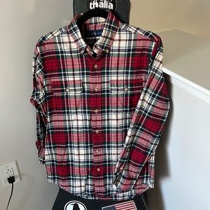 Ralph Lauren Small button down flannel shirt plaid white red blue green